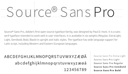Source Sans Pro font sample