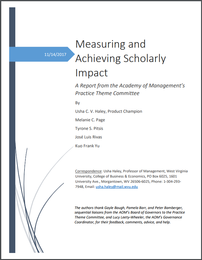 Scholarly Impact Report Cover