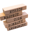 ImageofbuildingblockswiththewordsETHICSRESPECTCODEHONESTYINTEGRITY